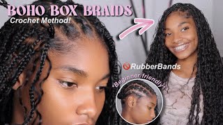 🔥 EASY CROCHET BOHO BOX BRAIDS HUMAN HAIR CURLS | 🚫RUBBER BANDS | Beginner Friendly | YWigs