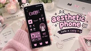 DARK Pink THEME Aesthetic Phone Makeover 🖤💗 screenshot 1