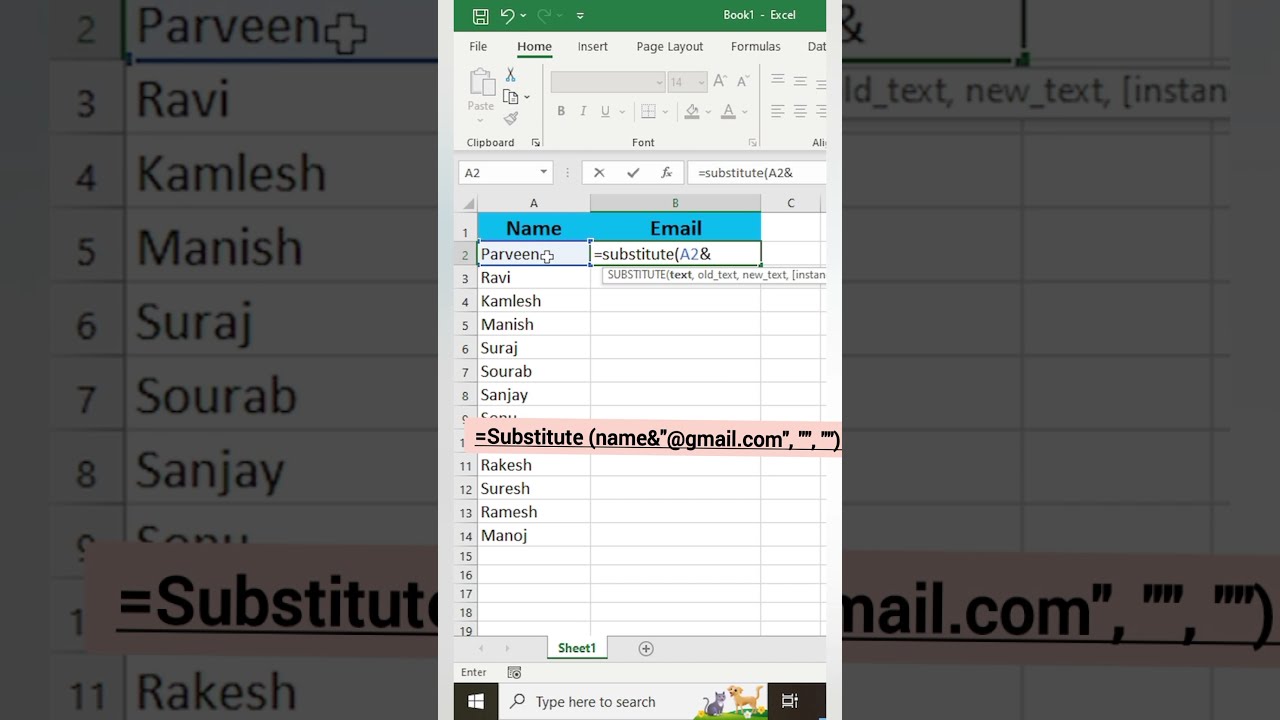 How to create email with substitute function in  excel tips and tricks  