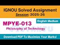 IGNOU MPYE 013 Solved Assignment 2025-26 Pdf Download | IGNOU MAPY Solved Assignment 2025-26