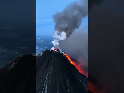 Mesmerizing Aerial Views: Klyuchevskaya Volcano Spectacular Eruption Unveiled from the Skies! #flip