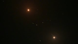 Israeli army interceptions light up the sky seen from the outskirts of Jerusalem | AFP