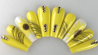 How To Make Press On Nails | Spider Sunflower | New Nails Art Video