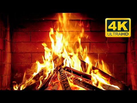 Cozy Fireplace 4K . Fireplace With Crackling Fire Sounds. Fireplace Burning 4K