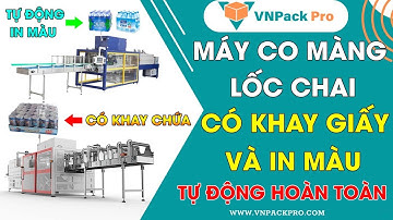 Máy bọc màng co lốc chai có khay giấy và in màu tự động hoàn toàn