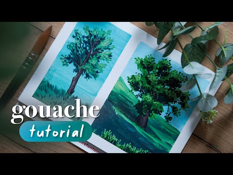 How to paint a Tree with Gouache  Beginner Friendly amp Easy