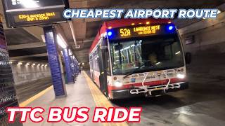 TTC 52A Bus Ride Lawrence Station to Toronto Pearson Airport Full Journey