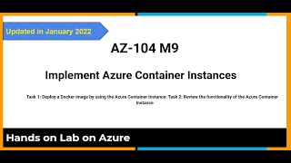 AZ 104 M9b Implement Azure Container Instances   Hands on Lab from Github - Azure Administrator Cert