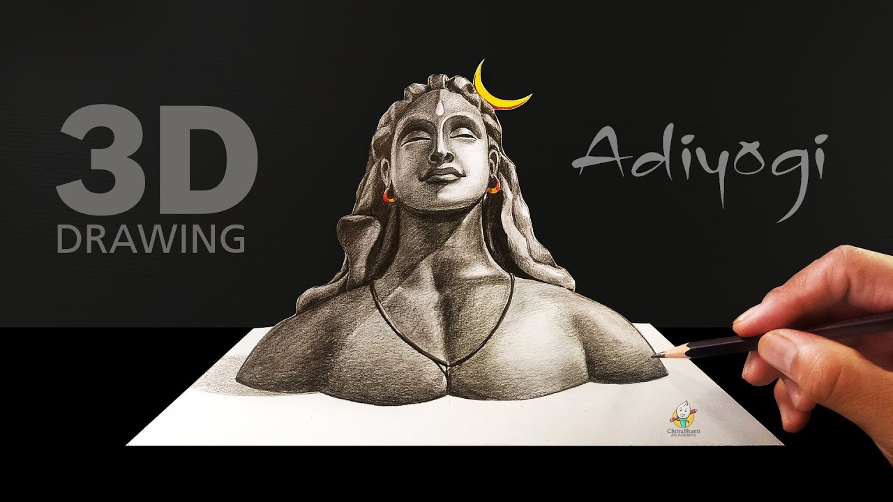 3D Adiyogi Drawing | Lord Shiva Pencil Sketching | Mahadev ...