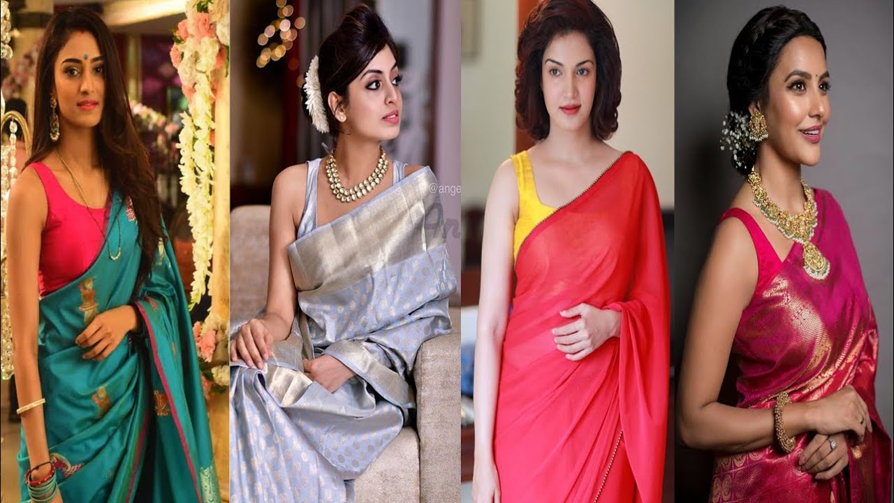 2023 HOW TO STYLE YOUR SAREES WITH SLEEVELESS BLOUSES, CONTRAST ...