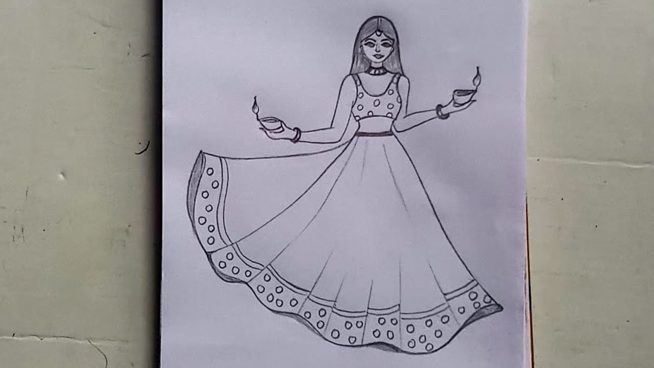  Beautiful Diwali Drawing Easy /Pencil Drawing for Diwali /How to make Diwali Drawing /Girl Drawing 