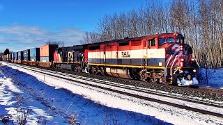 Bcrail C40-8M On The Point With Big Double Stack Thru The Double Track At Gainford