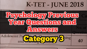 K TET Category 3 Psychology Previous Question Paper and Answers June 2018