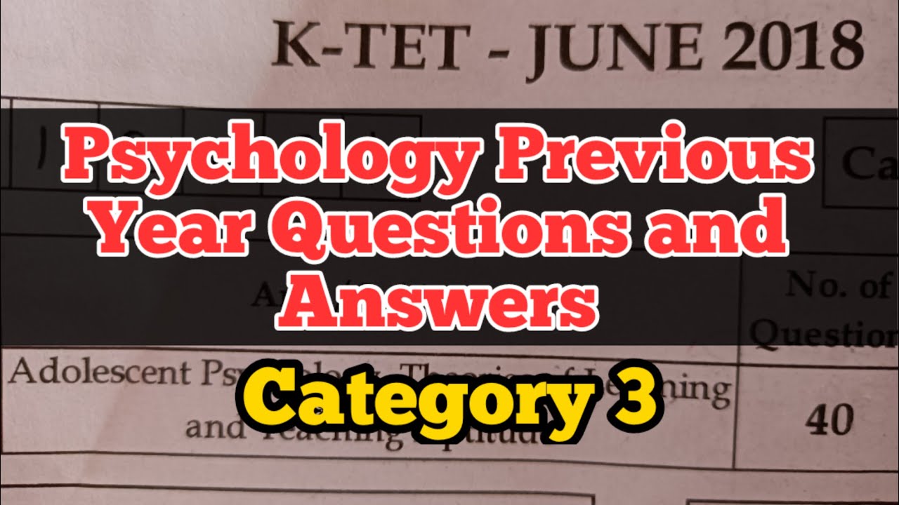 K TET Category 3 Psychology Previous Question Paper and Answers June 2018