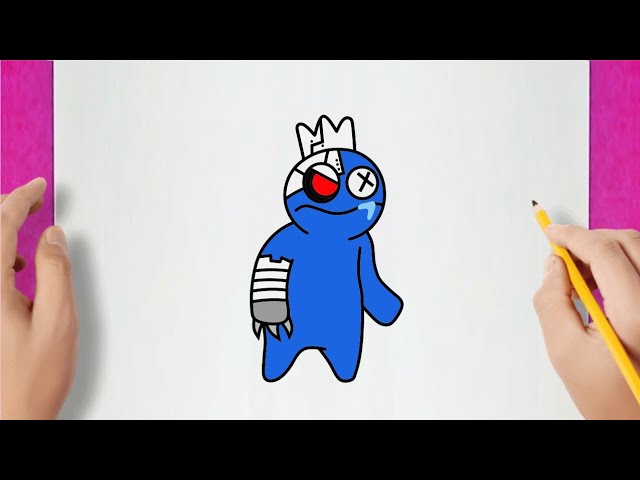 HOW TO DRAW ROBOT BLUE (Blue's Dark Secret)  Rainbow Friends Roblox  Characters - Easy Drawing 