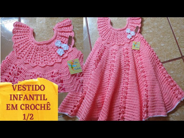 Vestido Infantil Eloah de Crochê (2 anos) l Professora Giane Crochê 