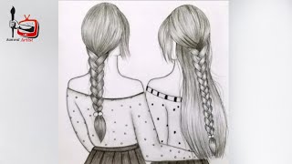 Best Friends pencil sketch toturial / How to draw two friends Hugging each other / Easy Bff drawing
