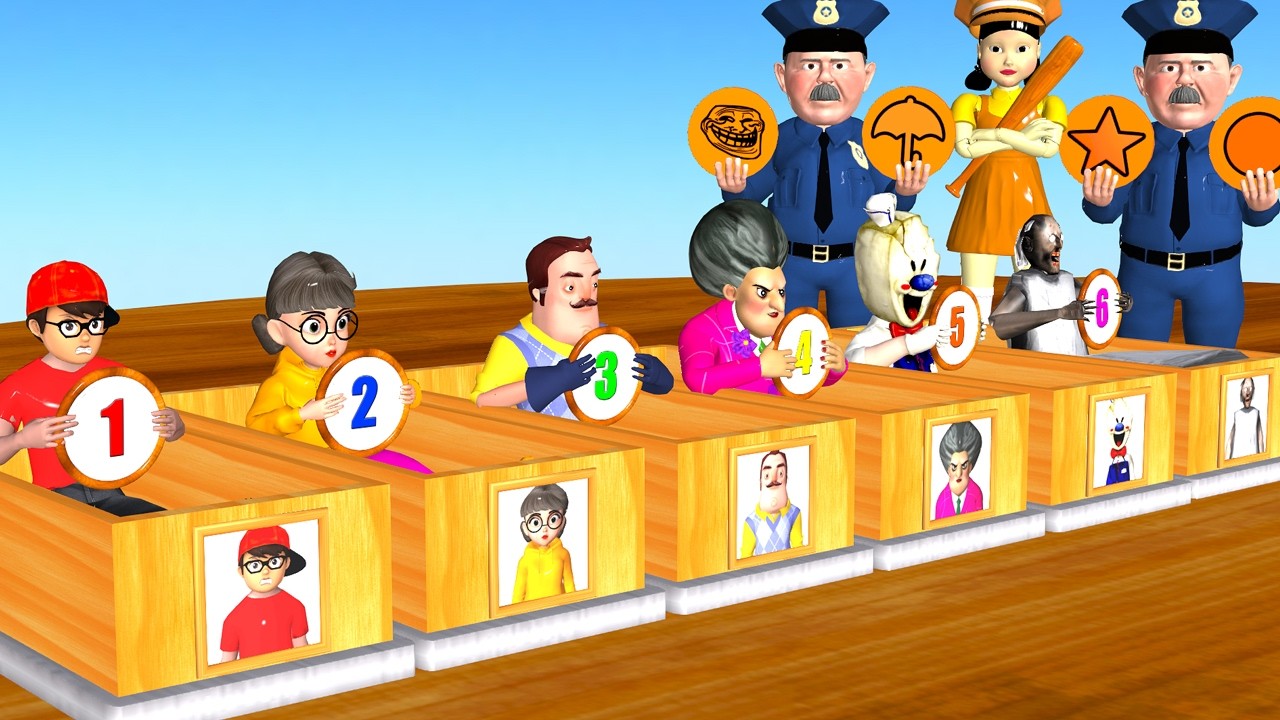 Scary Teacher 3D Nick Troll Cut Miss T Hair with Doll Squid Game and 3 Police Neighbor Coffin Dance
