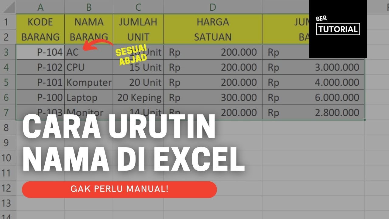Mengurutkan data A-Z dan Z-A di Excel