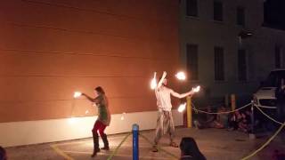 Huq & Myra double fire leviwand burn