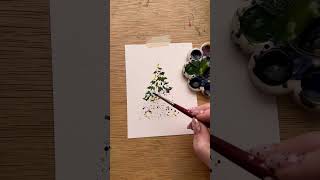 Day 1 of watercolor holiday card making - simple watercolor Christmas tree using splatter!