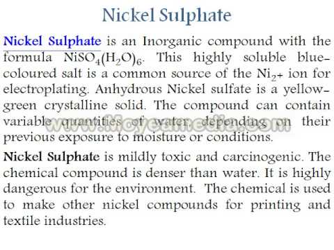 Nickel Sulphate Nickel Nitrate Sulphonated Castor Oil Youtube