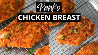 Crispy Panko Parmesan Crusted Chicken Breasts!