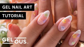 White French Tips & Pastel Flower Gel Manicure | Gel Nail Art Tutorial | Gelous Gel Nail Polish screenshot 4