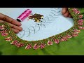 kurti salwar neckline embroidery with long french knot|hand embroidery neck design for kurti salwar