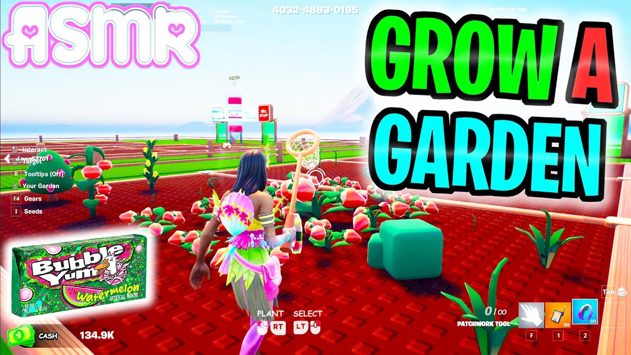 ASMR Gaming 🍀 Fortnite Grow a Garden Cozy Gum Chewing Whispering Controller Sounds 🎧
