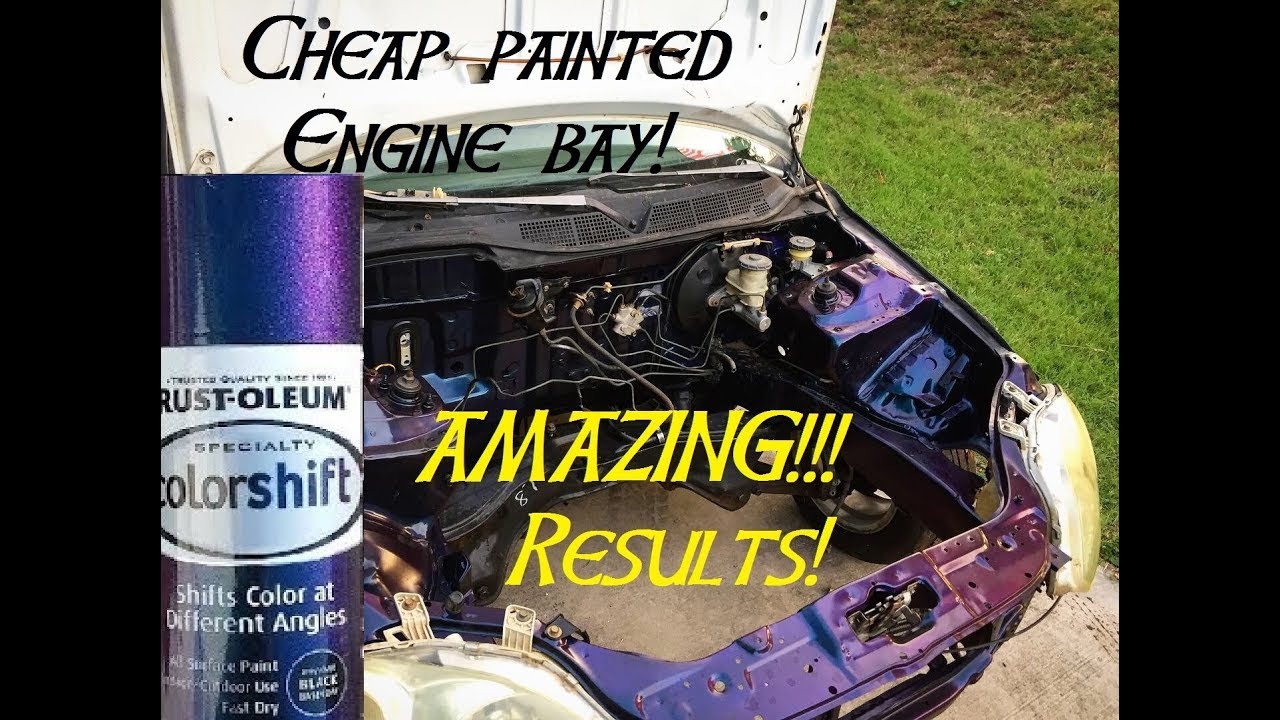 Color changing spray painted engine bay (DETAILED) 