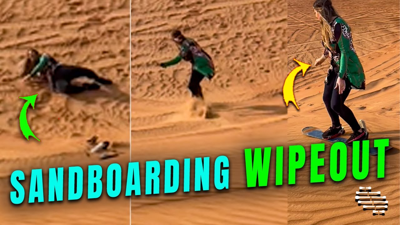 Girl Wipeout Sandboarding for the First Time