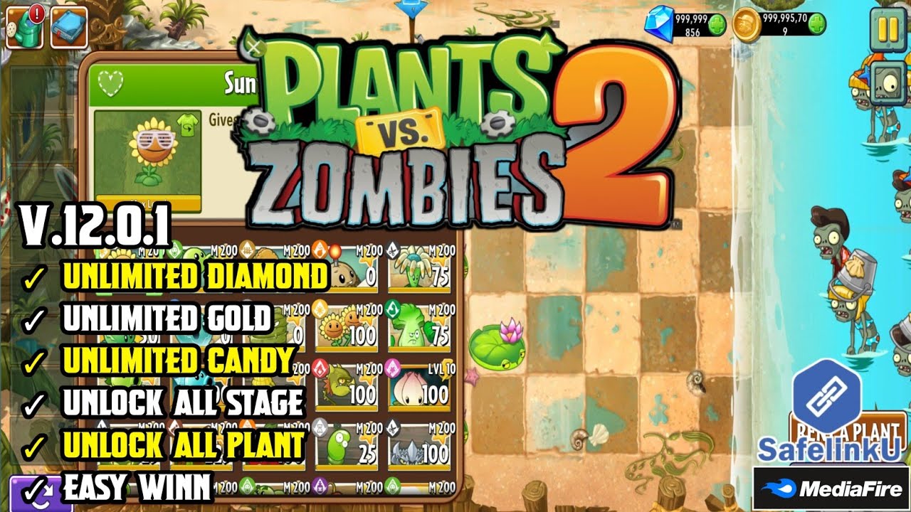PLANT VS ZOMBIE 2 MOD APK VERSI TERBARU 12.0.1 (