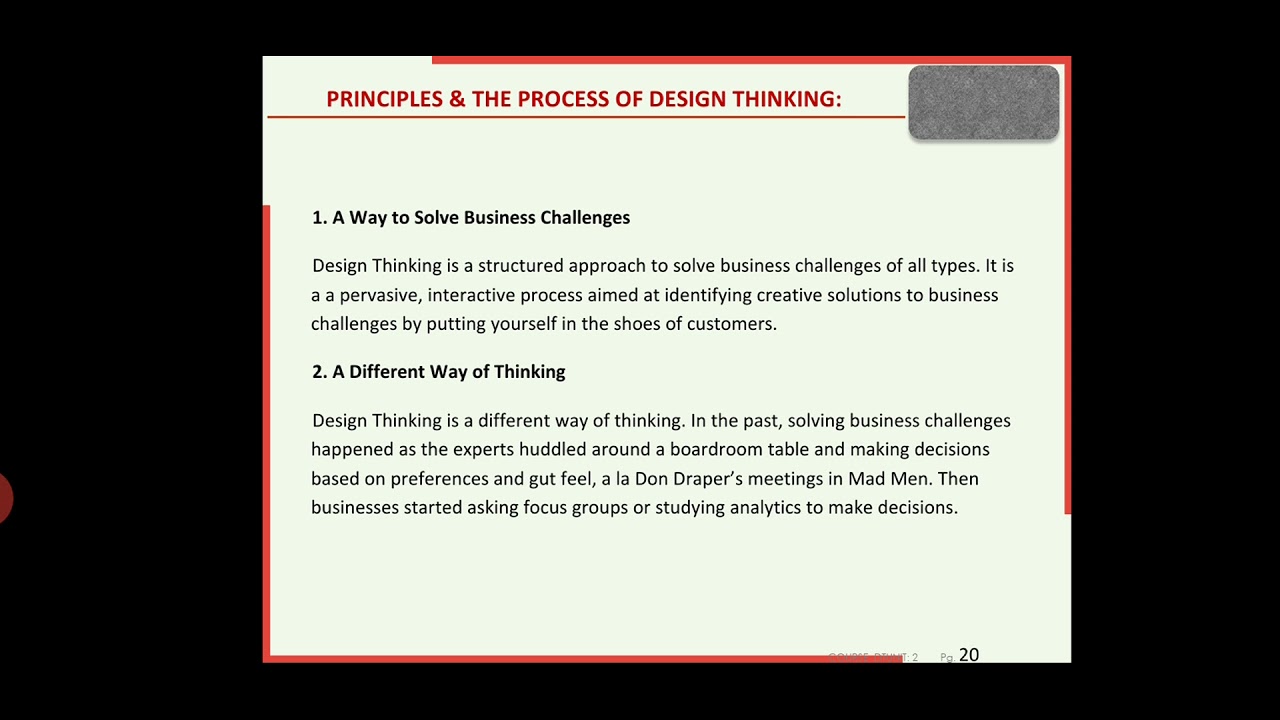 Principles and Process of Design thinking - YouTube