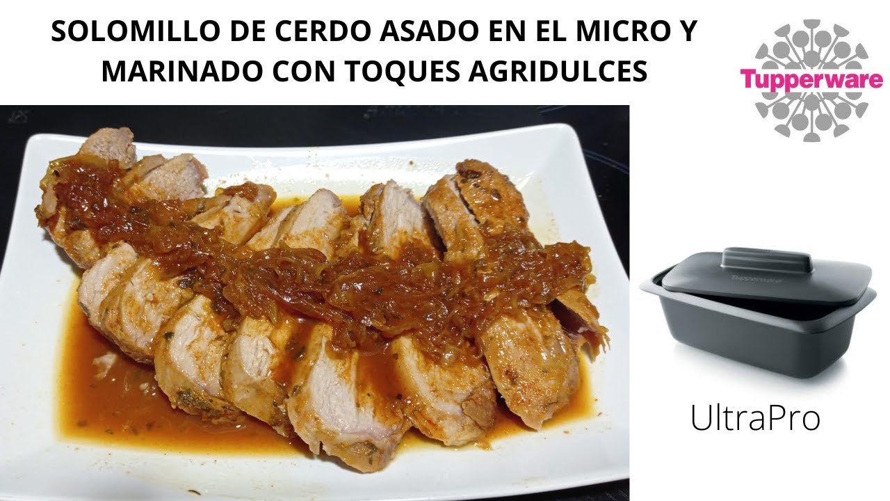 Solomillo de cerdo marinado y asado en el microondas