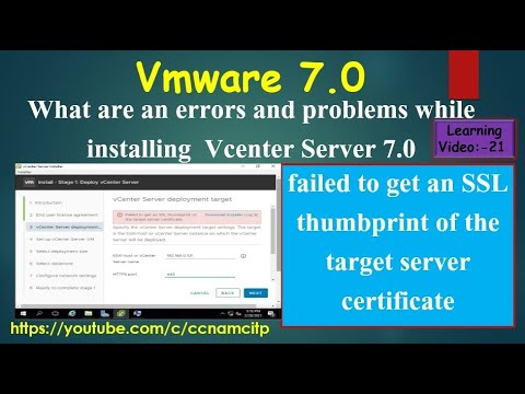 failed to get an SSL thumbprint of the target server certificate, VCenter 7.0 installation