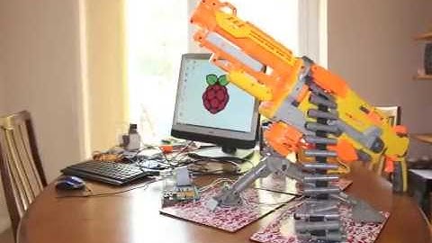Raspberry Pi firing automatic NERF gun using Matboard