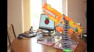 Raspberry Pi firing automatic NERF gun using Matboard