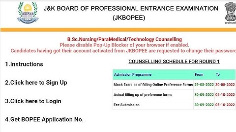JKBOPEE BSC NURSING HOW TO FILL COUNSELLING FORM CHECK HERE