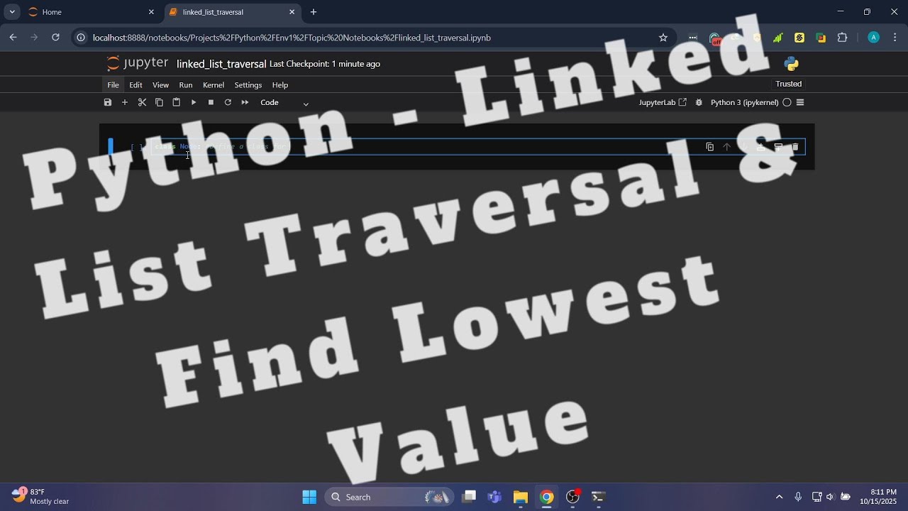 Python Linked List Tutorial | Traverse & Find Minimum Value - YouTube