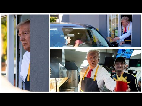 Trump works Fryer, serves customers at Drive-Thru Window at McDonald