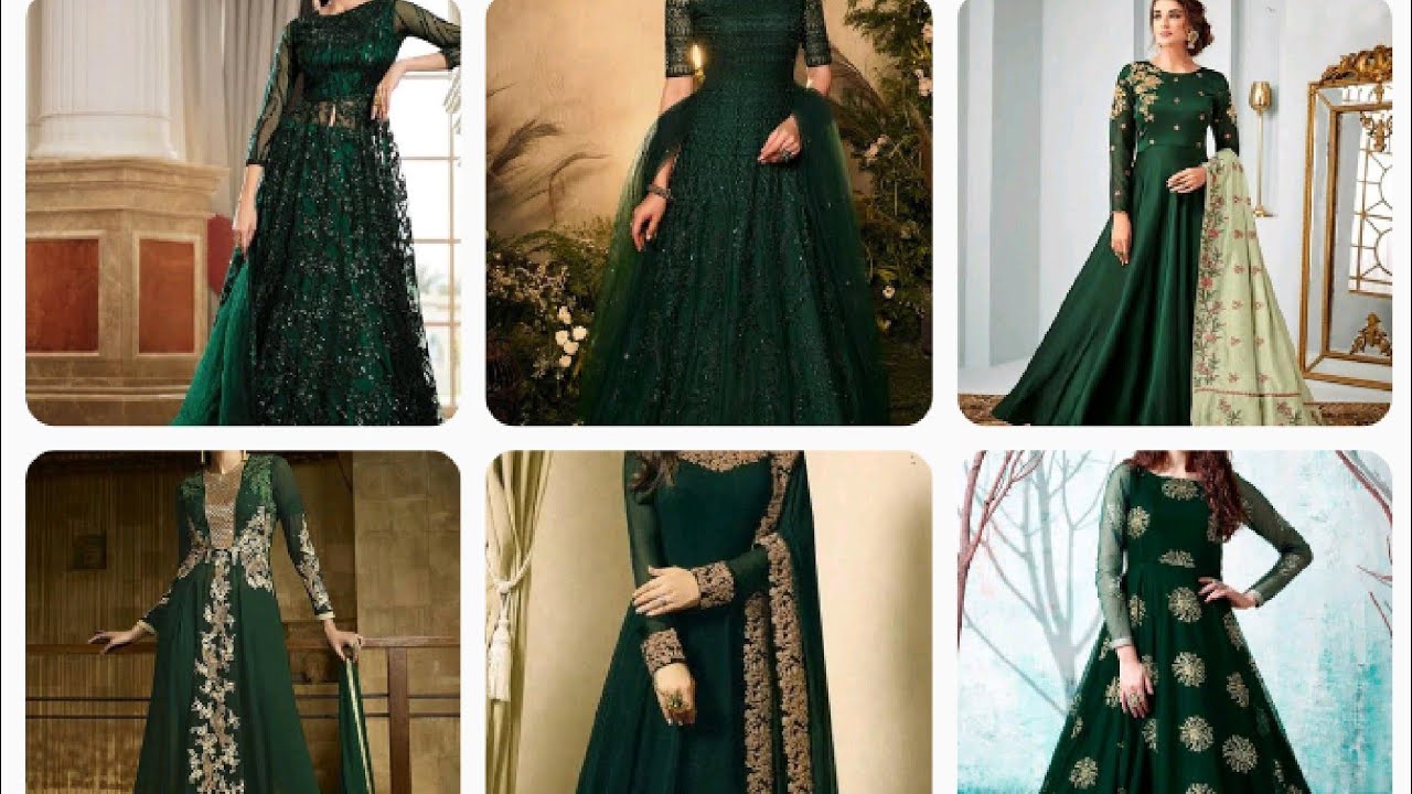 Dark Green Gown Design  Dark Green Frock  long Gown  Gown Design 2020   YouTube