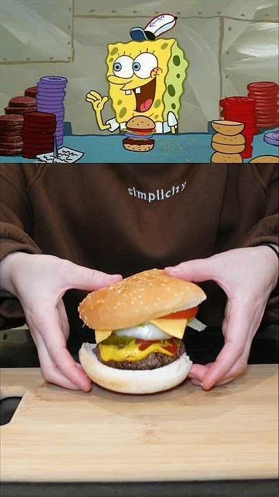 Spongebob Krabby Patty Burger 🍔😋 #spongebob #krabbypatty #burger #foodie