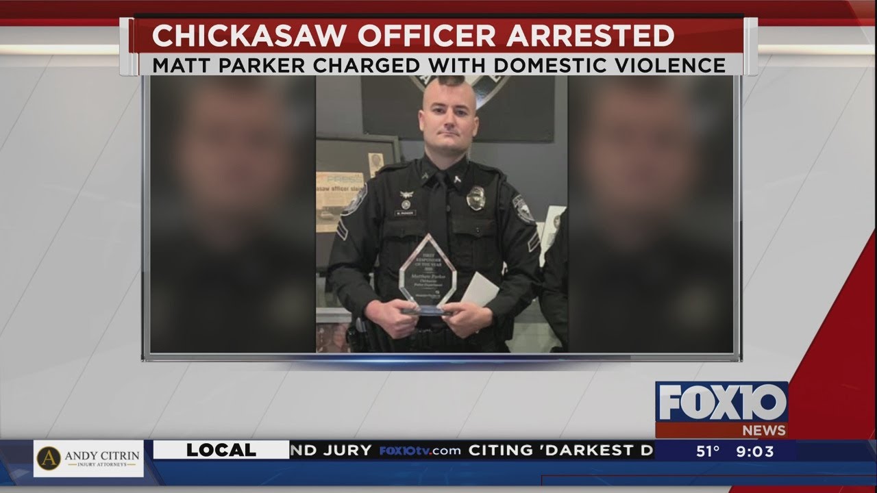 Chickasaw police officer arrested on domestic violence charge - YouTube