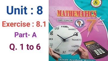 #Maths Class 7 | Unit 8 | Exercise 8.1 Part A | Q 1 to 6 | Sindh Textbook board
