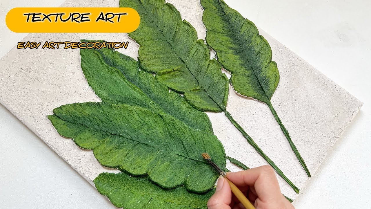 1058-Textured Banana Leaf Painting | 3D Acrylic Art on Canvas