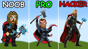 Pixel Art (NOOB vs PRO vs HACKER) Thor in Minecraft