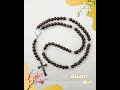 77-Hail Mary Rosary with Black Cypress Wood &amp; Pink Stone Beads, 1.8" Crucifix, Miraculous Medal, ...