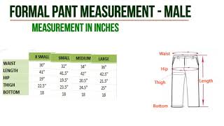 Men's Dress Measurement Chart for Pant & Shirt - By The HDLIFE