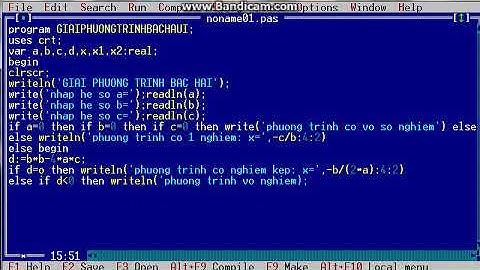 (pascal) Viết chương trình giải phương trình bậc 2 (ax2 + bx + c =0)